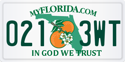 FL license plate 0213WT