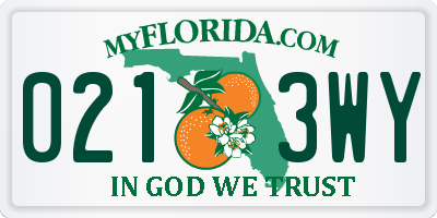 FL license plate 0213WY