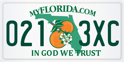 FL license plate 0213XC