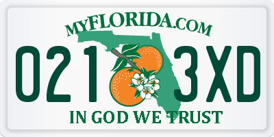 FL license plate 0213XD