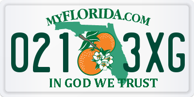 FL license plate 0213XG