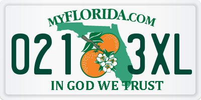FL license plate 0213XL