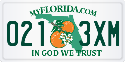 FL license plate 0213XM
