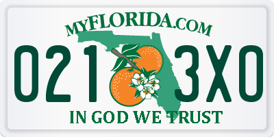 FL license plate 0213XO