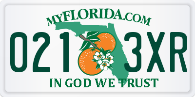 FL license plate 0213XR
