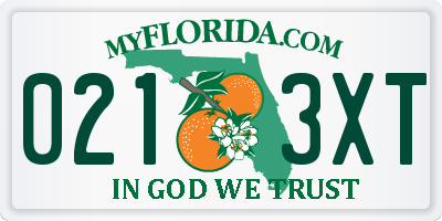 FL license plate 0213XT