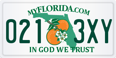 FL license plate 0213XY