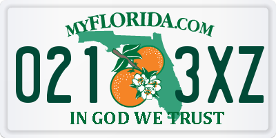 FL license plate 0213XZ