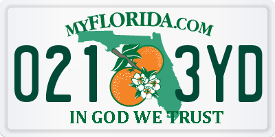 FL license plate 0213YD