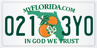 FL license plate 0213YO