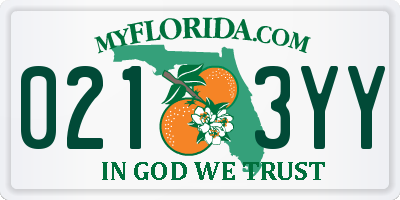 FL license plate 0213YY