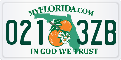 FL license plate 0213ZB