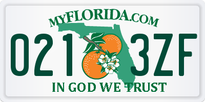 FL license plate 0213ZF