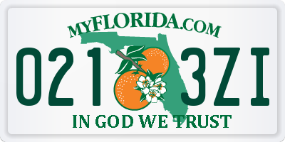 FL license plate 0213ZI