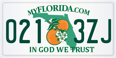 FL license plate 0213ZJ