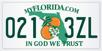 FL license plate 0213ZL