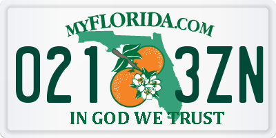 FL license plate 0213ZN