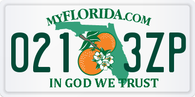 FL license plate 0213ZP