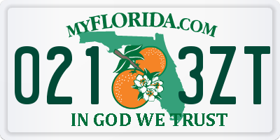 FL license plate 0213ZT