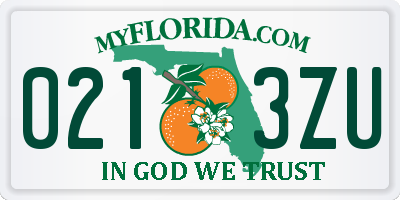 FL license plate 0213ZU