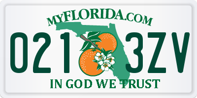 FL license plate 0213ZV