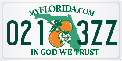 FL license plate 0213ZZ