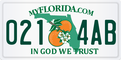 FL license plate 0214AB