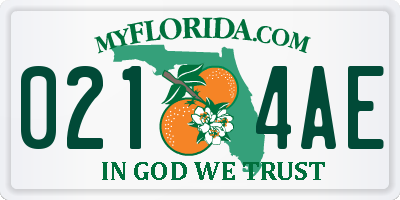 FL license plate 0214AE