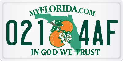 FL license plate 0214AF