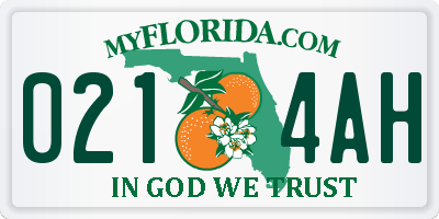 FL license plate 0214AH