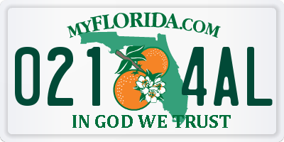 FL license plate 0214AL