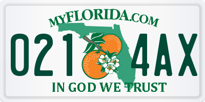 FL license plate 0214AX