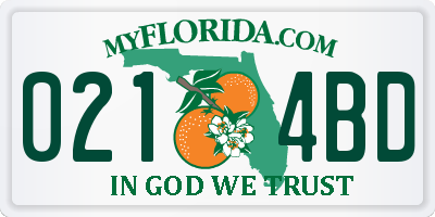 FL license plate 0214BD
