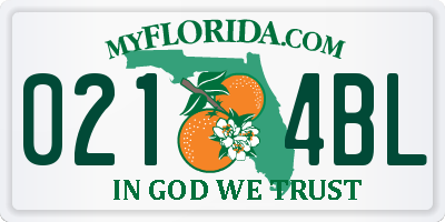 FL license plate 0214BL