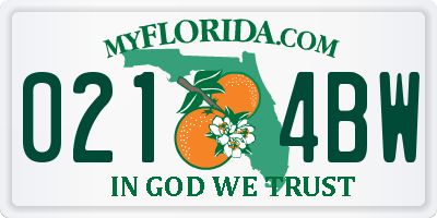 FL license plate 0214BW