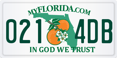 FL license plate 0214DB