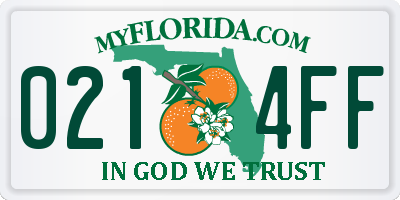 FL license plate 0214FF