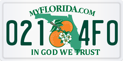 FL license plate 0214FO
