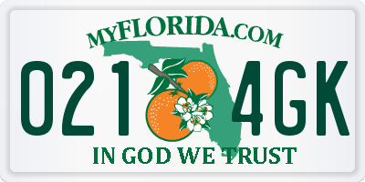 FL license plate 0214GK
