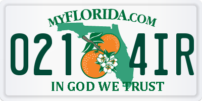 FL license plate 0214IR