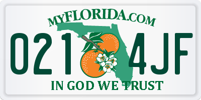 FL license plate 0214JF
