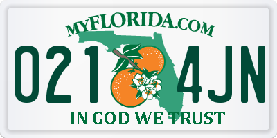 FL license plate 0214JN