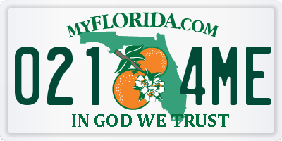 FL license plate 0214ME