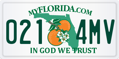 FL license plate 0214MV