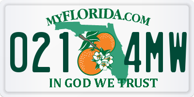 FL license plate 0214MW