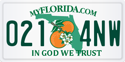 FL license plate 0214NW