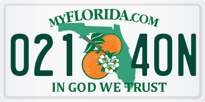 FL license plate 0214ON