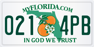 FL license plate 0214PB