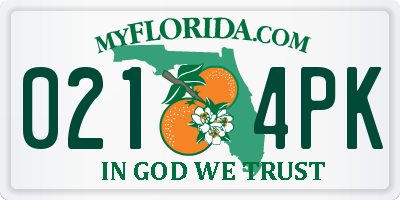 FL license plate 0214PK