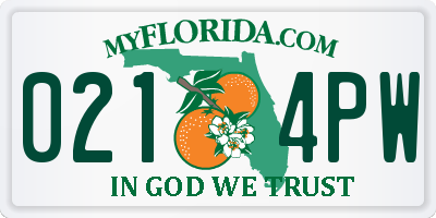 FL license plate 0214PW
